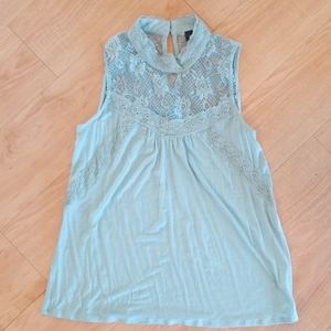 TEMPTED Green lace tank